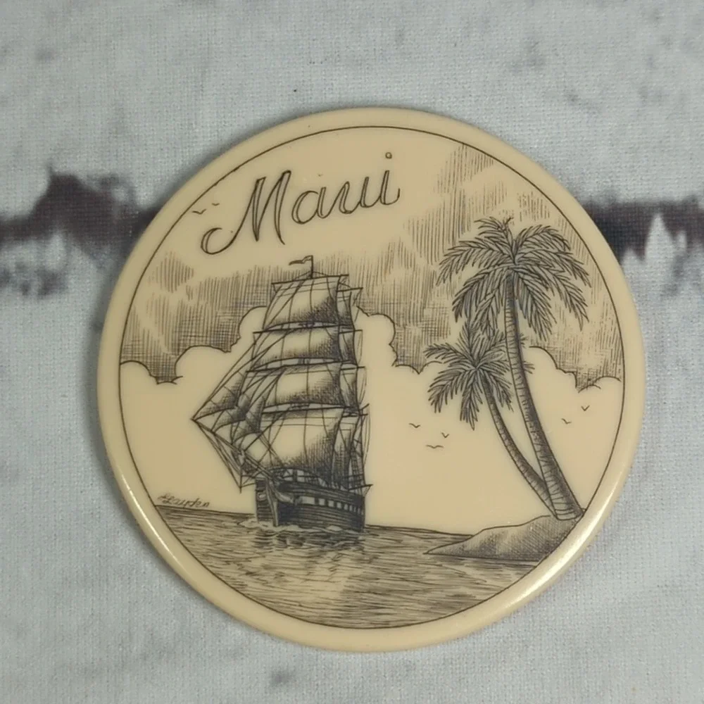 Maui Sailing Ship and Palm Tree‎ Refrigerator Fridge Magnet